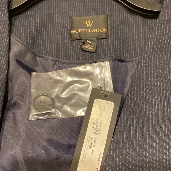 Worthington NWT Women's Navy w Gray Stripe Short Blazer Jacket Business Size XL - Picture 7 of 8